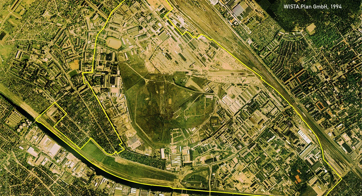 Luftbild Entwicklungsgebiet Adlershof 1994, Bild: WISTA.Plan GmbH 