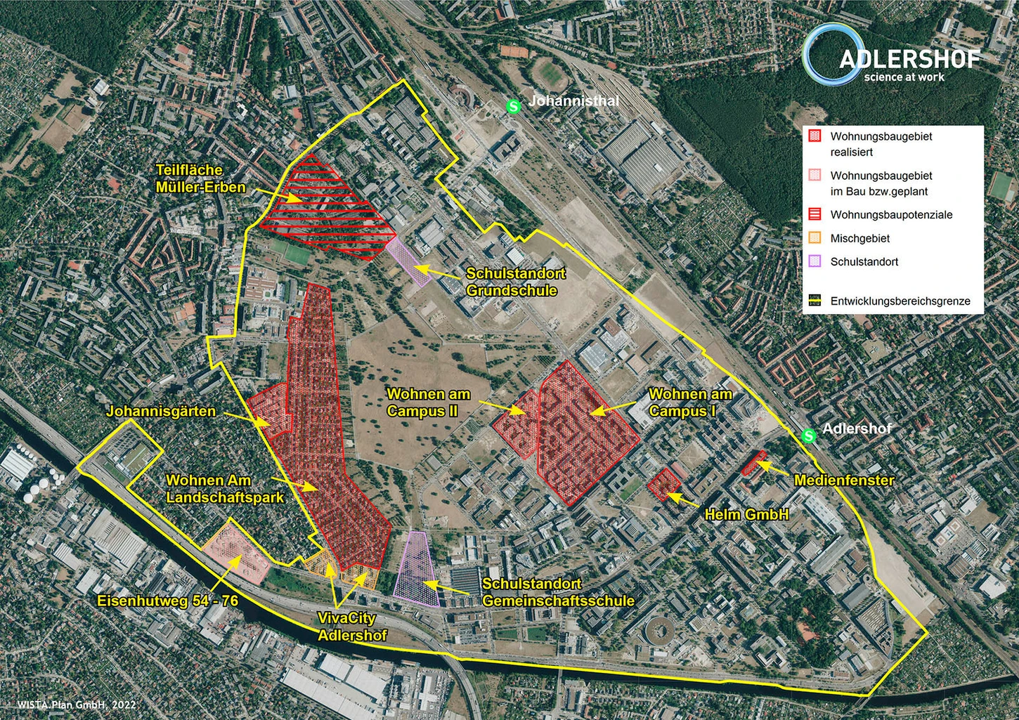 Map of the housing projects in Johannisthal/Adlershof (Click to zoom in)