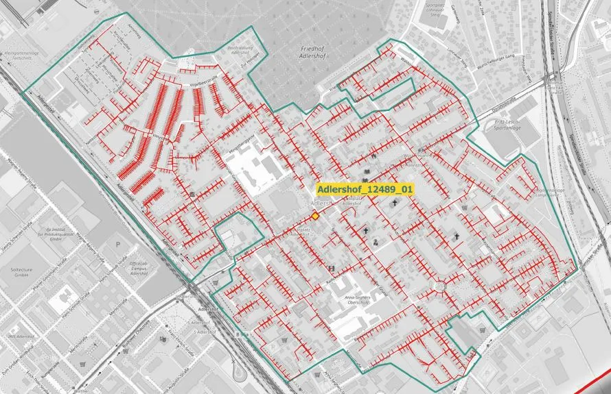 Karte: Glasfaserausbau für Berlin im Ortsteil Adlershof (OXG)