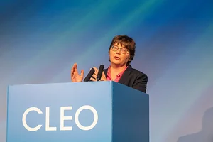 Nathalie Picqué at the award ceremony during the CLEO conference on 7 May 2024. © Optica